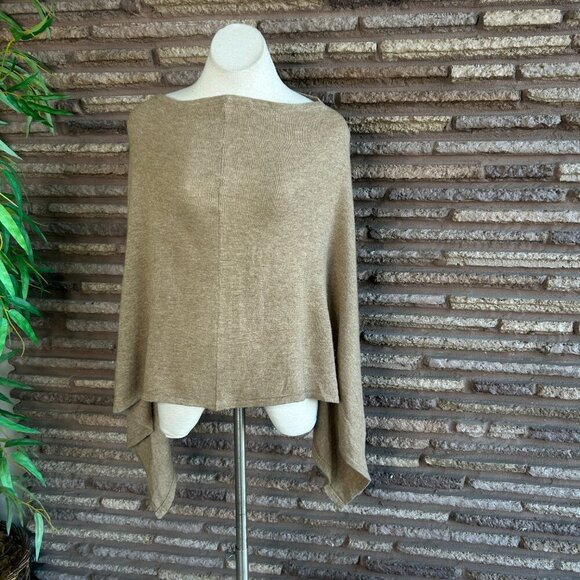 Tan Camel Cashmere Cape Shrug Poncho One Size Made in Nepal - Picture 5 of 5